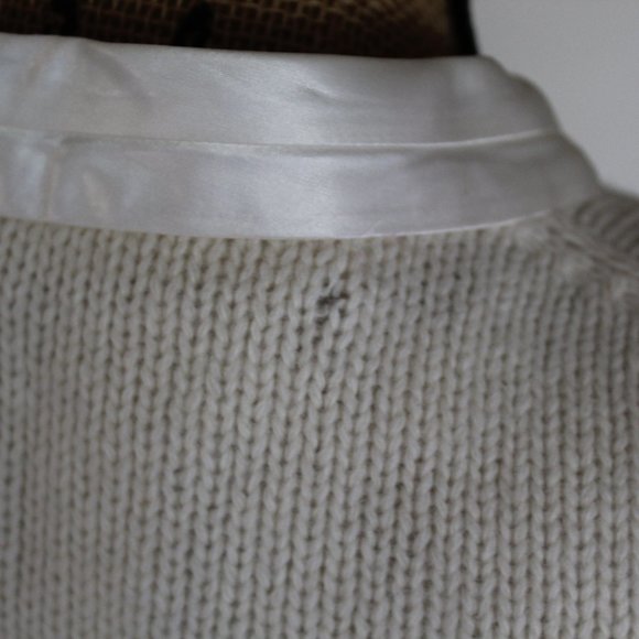 Vintage Millay Ivory Lambswool Angora Satin Cardigan Button Sweater Womens S - Picture 9 of 16